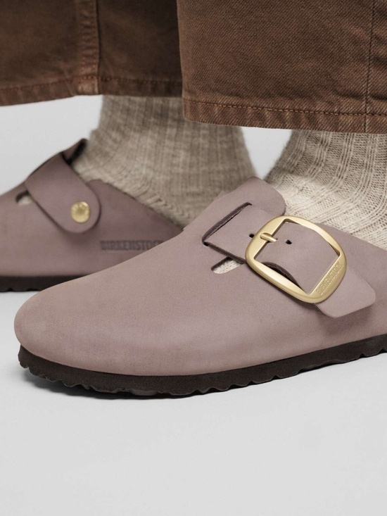 Birkenstock Shoes - Birkenstock Boston Big Buckle Nubuck Leather Faded Purple